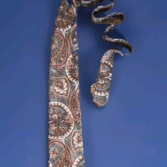 John Hill Executive Collection Tie Colors Sage green cream brown burnt orange - Picture 2 of 10